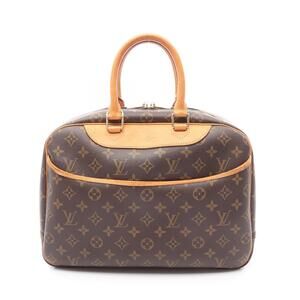 Louis Vuitton Deauville Bowling Vanity Handbag Leather Monogram Brown
